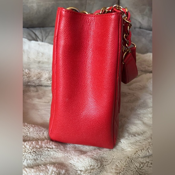 Chanel | Red Caviar Quilted Matalasse Grand Shopping Leather Tote Bag - Picture 10 of 16